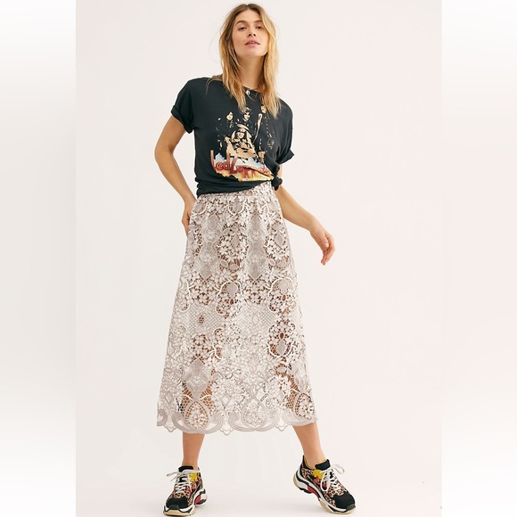 Free People Bella Lace Skirt 2 Ivory - Picture 4 of 10